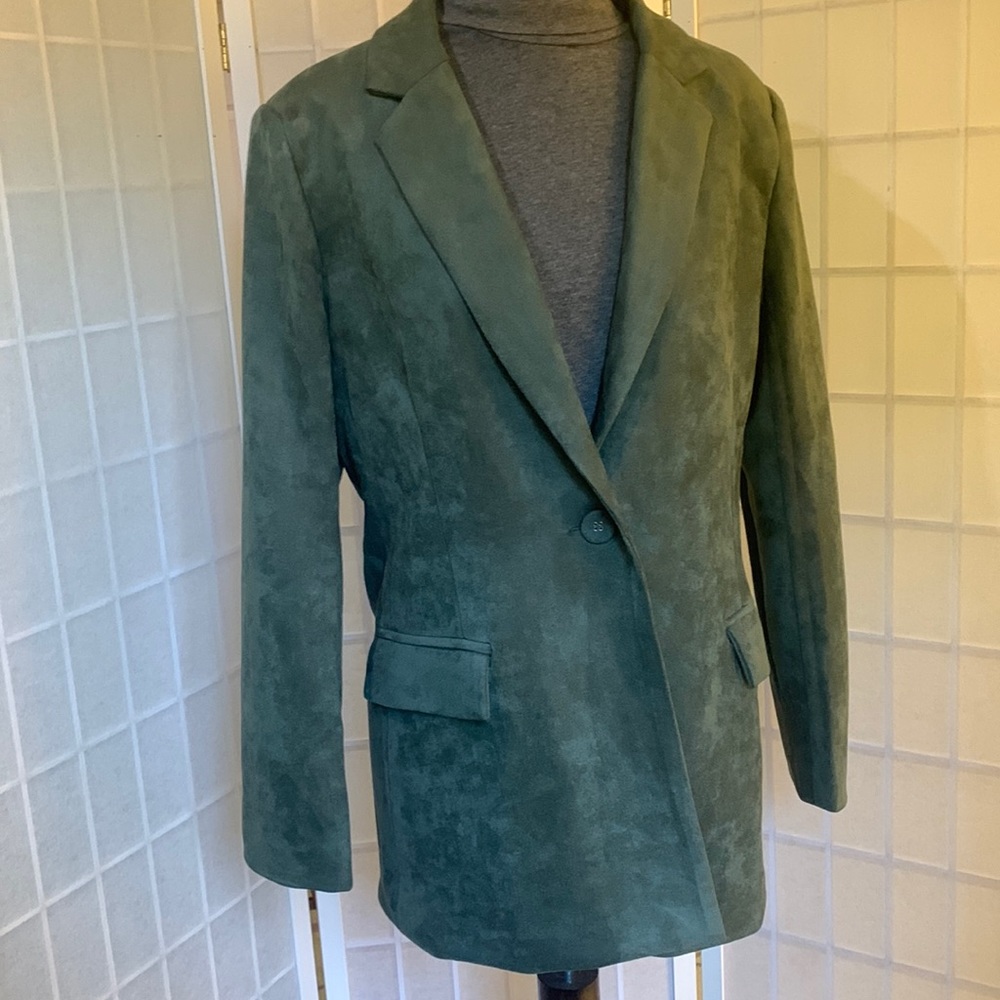 Olive Green Lioness Faux Suede Blazer M NWOT